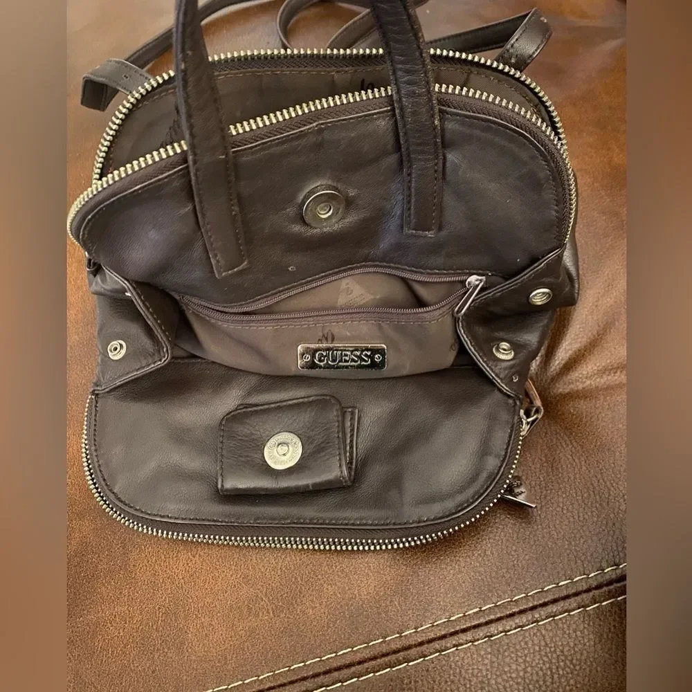 Vintage-style 2000s GUESS Brown Leather 9 Inch Backpack